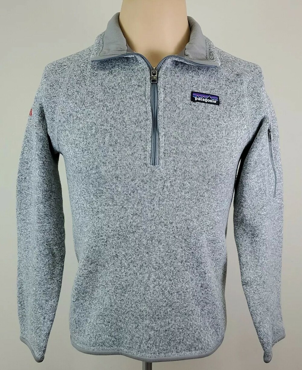 Patagonia Morningstar Womens Outdoor Gray Fleece Knit 1/4 Zip Sweater Size Small
